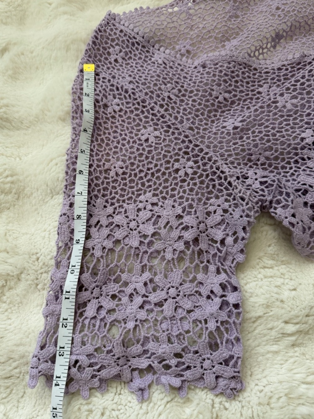 Rabbit Rabbit Rabbit Lavender Crochet Floral Cotton Openwork Cardigan-XL - Picture 11 of 11